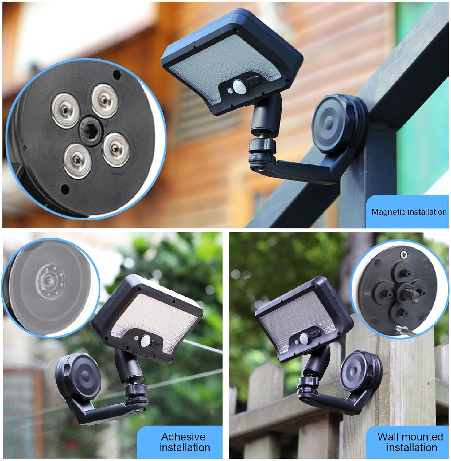 Walfront Magnet Solar Light Outdoor RV Exterior Lights IP65 Water Proof White Lighting with Motion Sensor for Yard Patio Fence RV