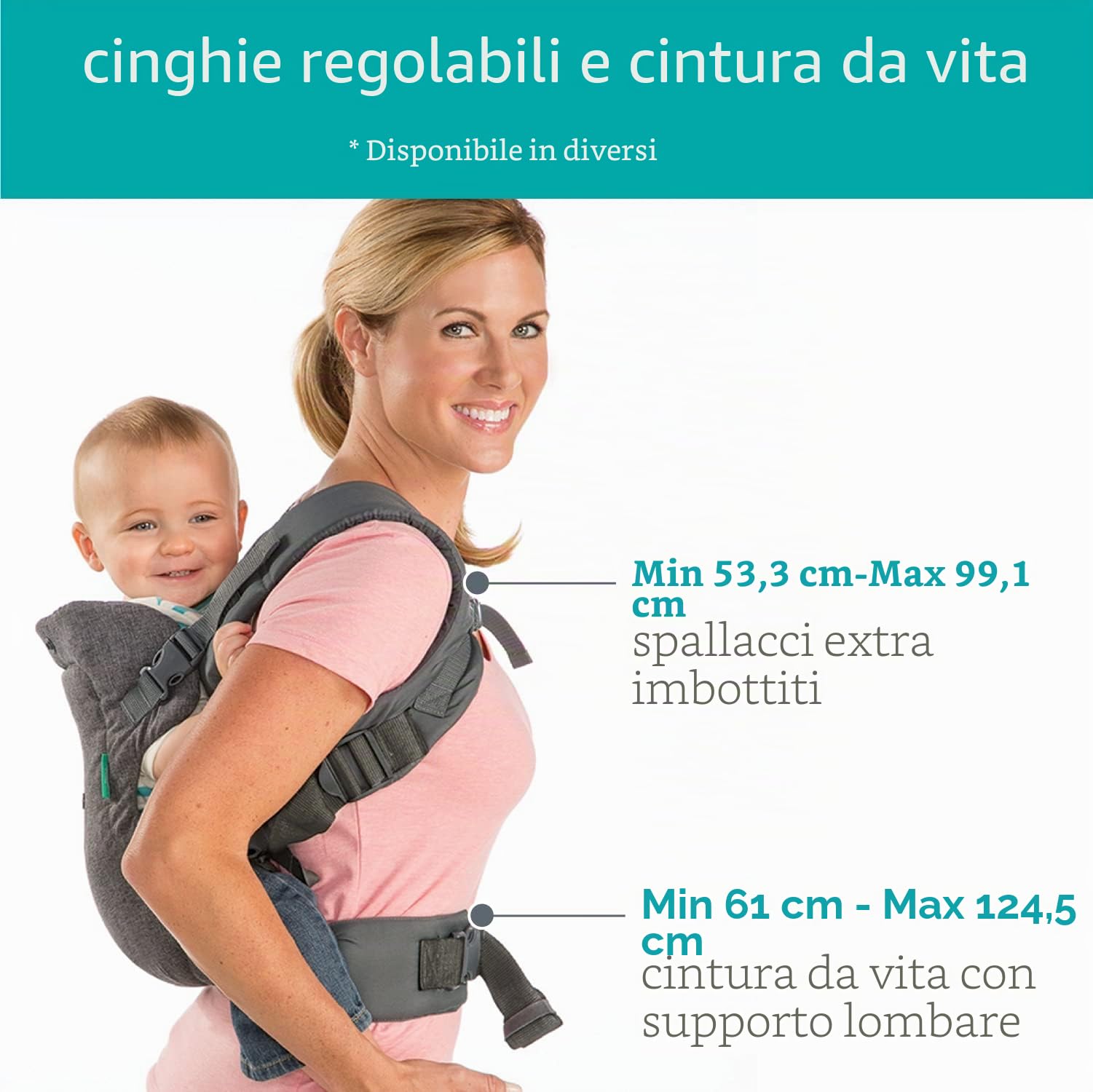 Infantino Marsupio Flip Advanced 4-in-1 Ergonomico Convertibile Grigio per Neonati 3,6-14,5 kg
