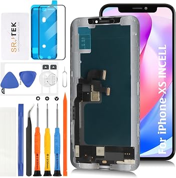 SRJTEK For iPhone XS Incell LCD Screen Replacement LCD Screen Repair Display Touch Panel Set Front Panel + Repair Parts + Protective Film Set