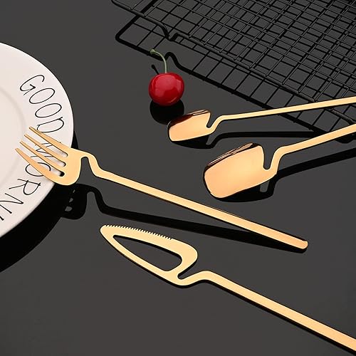 Miniatura 5 de JASHII JASHII - Juego de cubiertos colgantes de acero inoxidable 304 para 8, pulido con espejo, juego de cubiertos, tenedores y cucharas, apto para