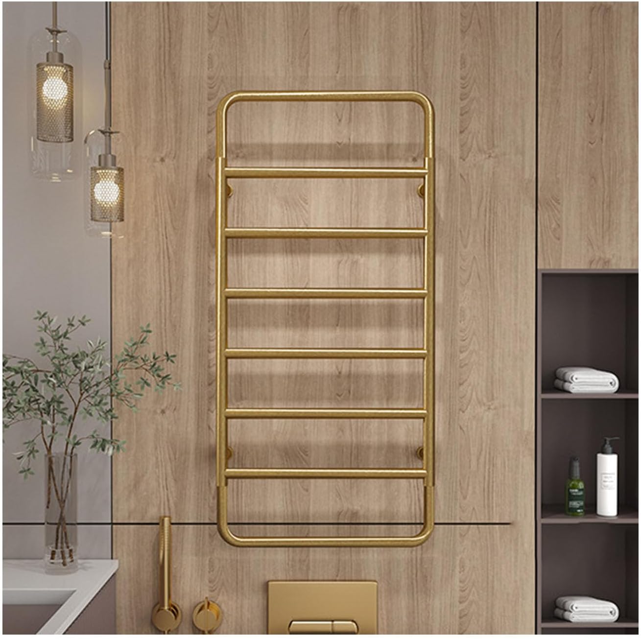 Heated Towel Warmer 8 Bars, Hot Towel Drying Racks Stainless Steel, Electric Towel Rack Wall Mounted for Bathroom with Intelligent Constant Temperature,Black,Hardwired