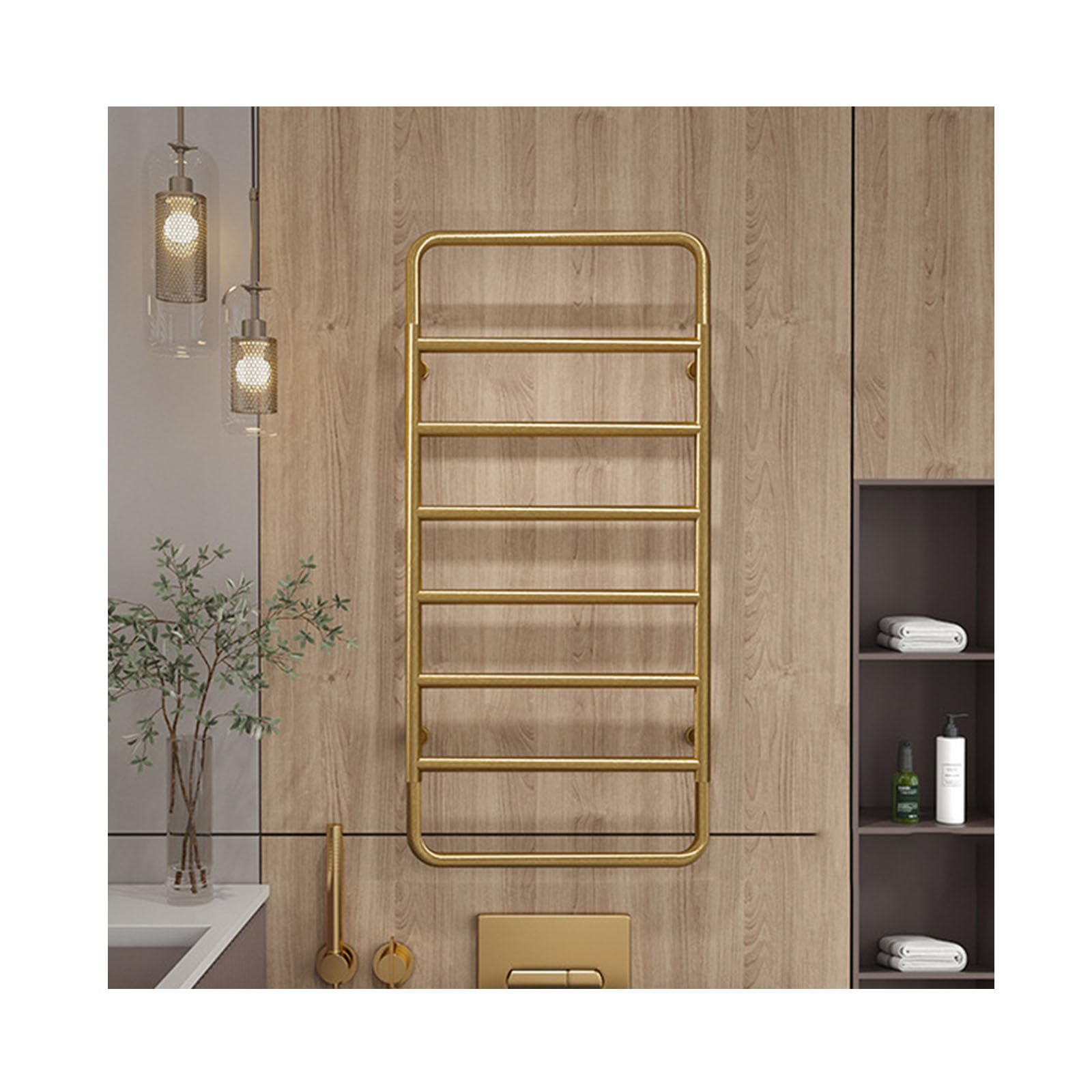 Scaldasalviette 8 Barre, stendini in Acciaio Inox, stendino Elettrico da Parete (cablato Oro)