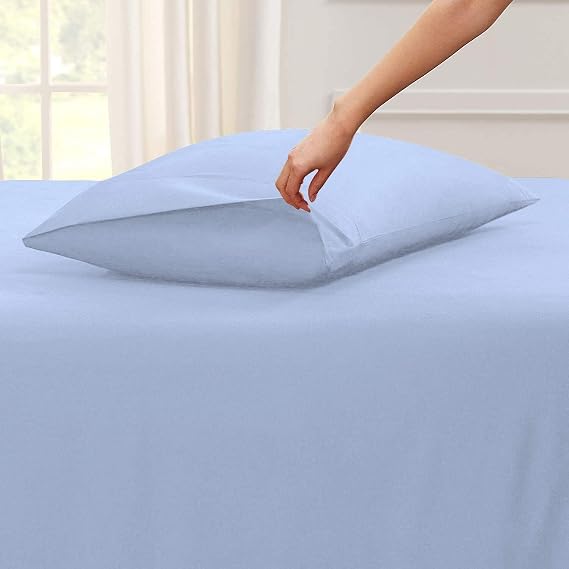 Split Head Flex Sheet Set-Split Top King Sheets Sets for Adjustable Bed Sheets - 4 PCs 100% Cotton Sheets-Sleep Number Flex Sheets- Upto 18 Deep- 28 Split from Top (King-28 Split), Light Blue