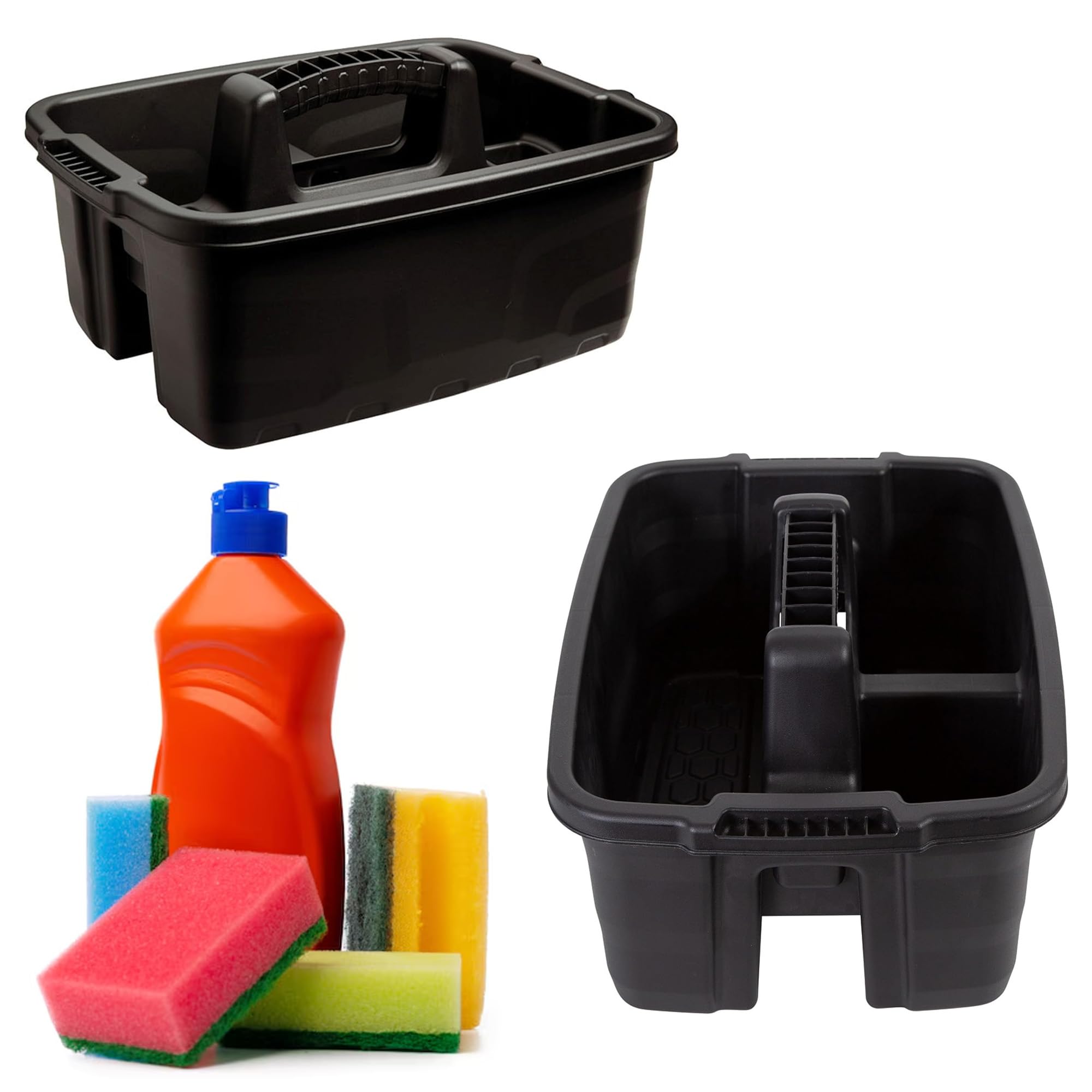 Star Supplies Black Plastic Kitchen Caddy Storage Organiser For Utensils Sponges Clothes & Sprays (1)