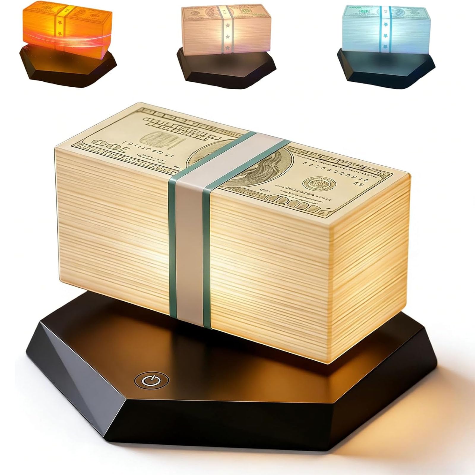 Lampada di denaro galleggiante,3D magnetica levitazione dollaro lampada con 3 colori LED luce, 360° rotante, Gadget scrivania per arredamento ufficio sala giochi, per gli amanti della tecnologia