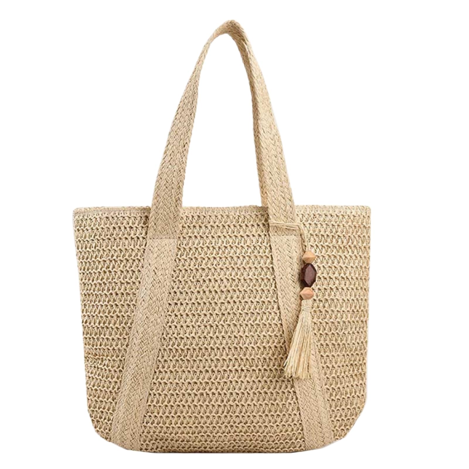 EBZFASO Straw Woven Shoulder Tote Bag With Tassel