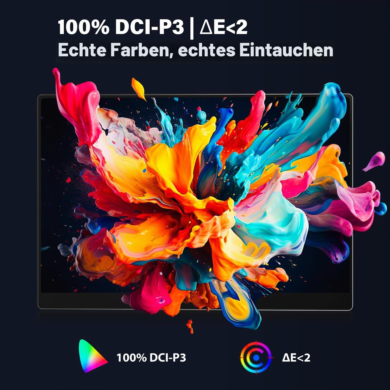 InnoView 14 Zoll UHD OLED Tragbarer Monitor, 4K, 100% DCI-P3, 1MS, USB-C HDMI, Schwarz, 35.6 cm, 16:10, 100.000:1 Kontrast, Business, Unterhaltung, Foto- & Videobearbeitung