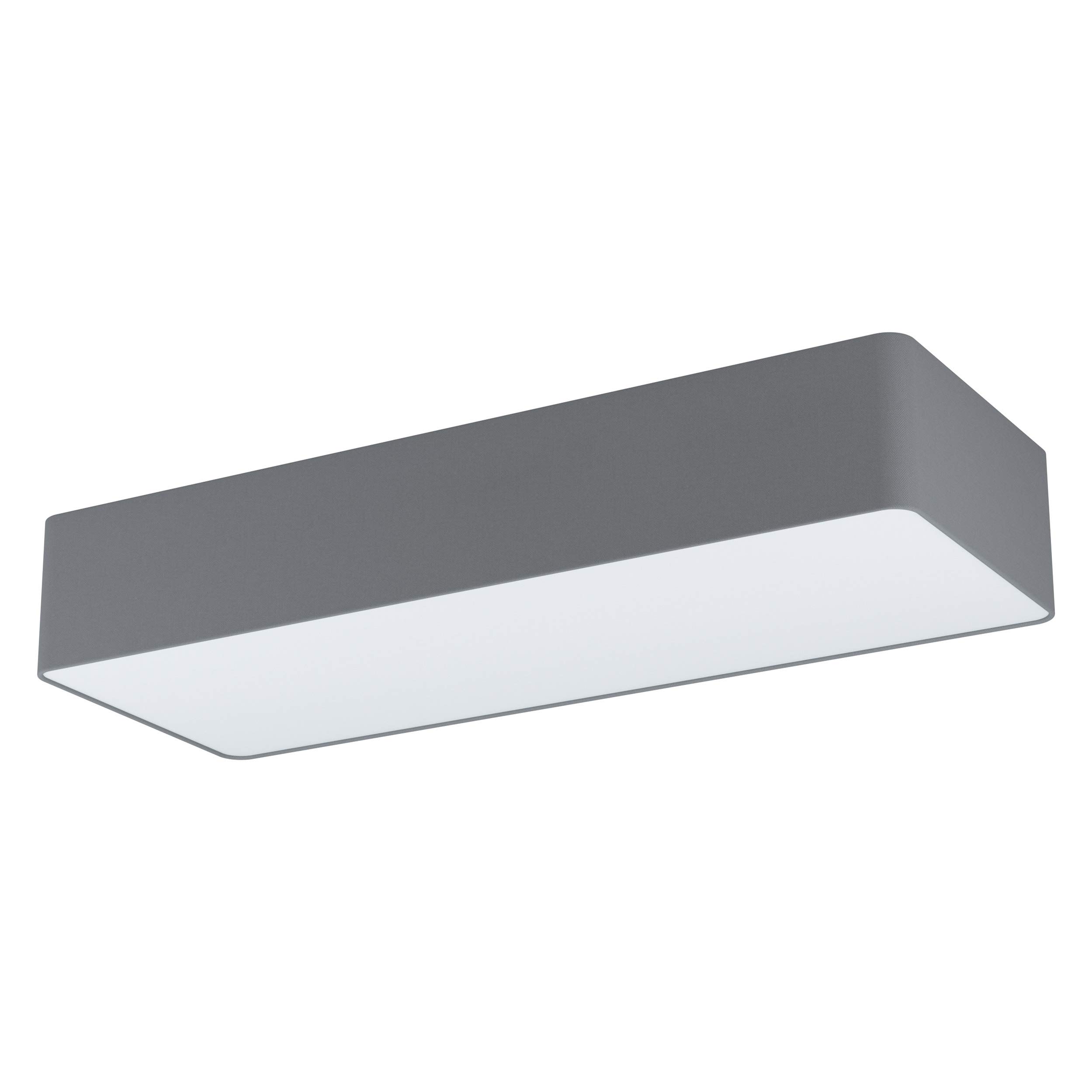 EGLO Deckenlampe Posaderra, 3 flammige Deckenleuchte | Wohnzimmerlampe aus Stahl, Textil und Kunststoff in Grau, Weiß, Küchenlampe, Flurlampe Decke mit E27 Fassung, L 75 cm