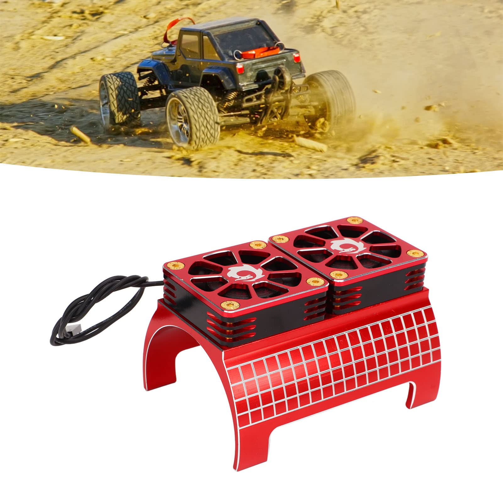 Dissipatore di Calore con Doppia Ventola di Raffreddamento per Motore RC Ad Alte Prestazioni per 6S, Realizzato in Resistente Lega Alluminio con Doppie Ventole (Rossa)