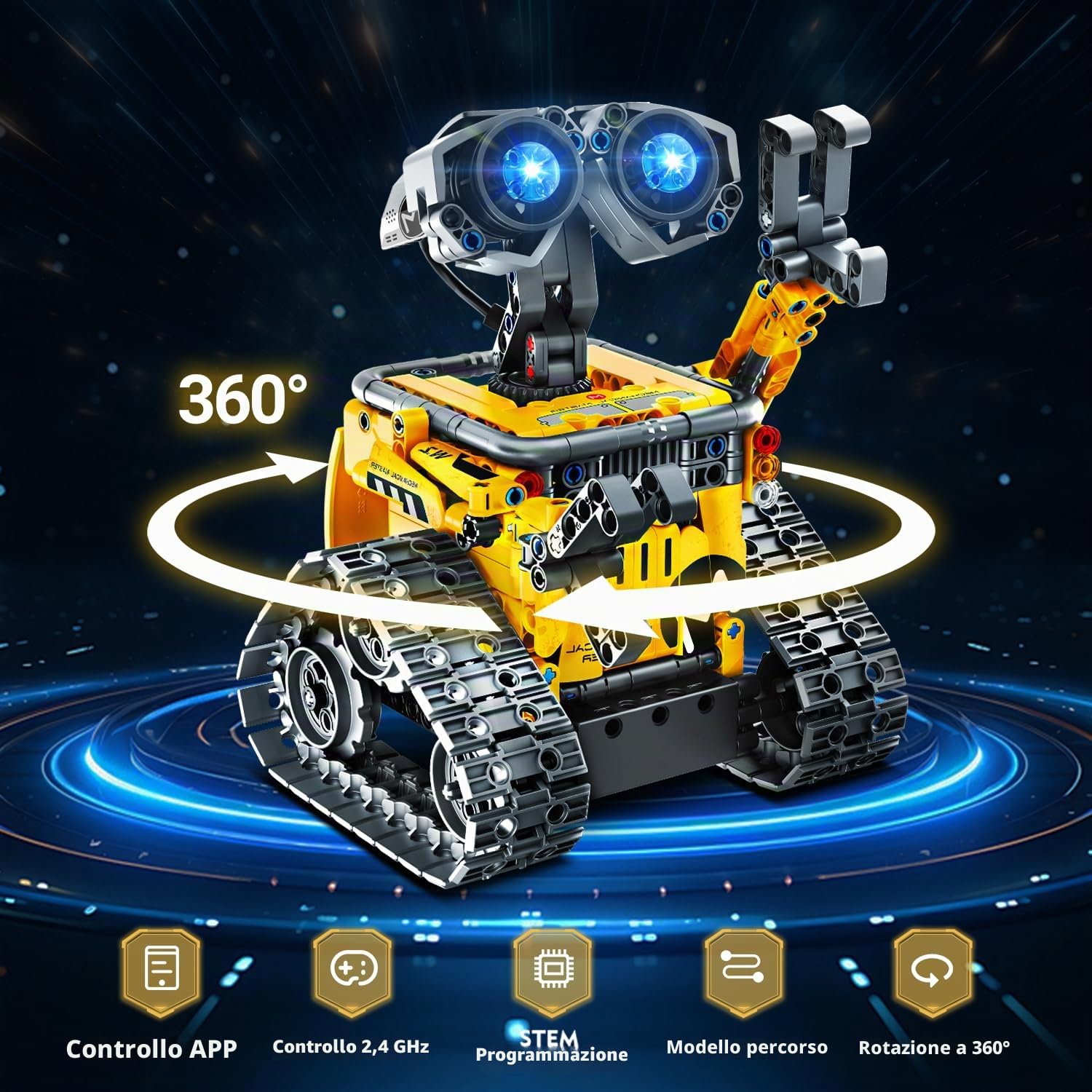 PLAXSOON Robot Telecomandato 5 in 1, Giocattolo di Costruzione Meccanica 520 PCS con Applicazione, Modello Robot Tank Car Dinosauro, RC Ricaricabile, Regalo Compleanno Bambini 6-12 Anni