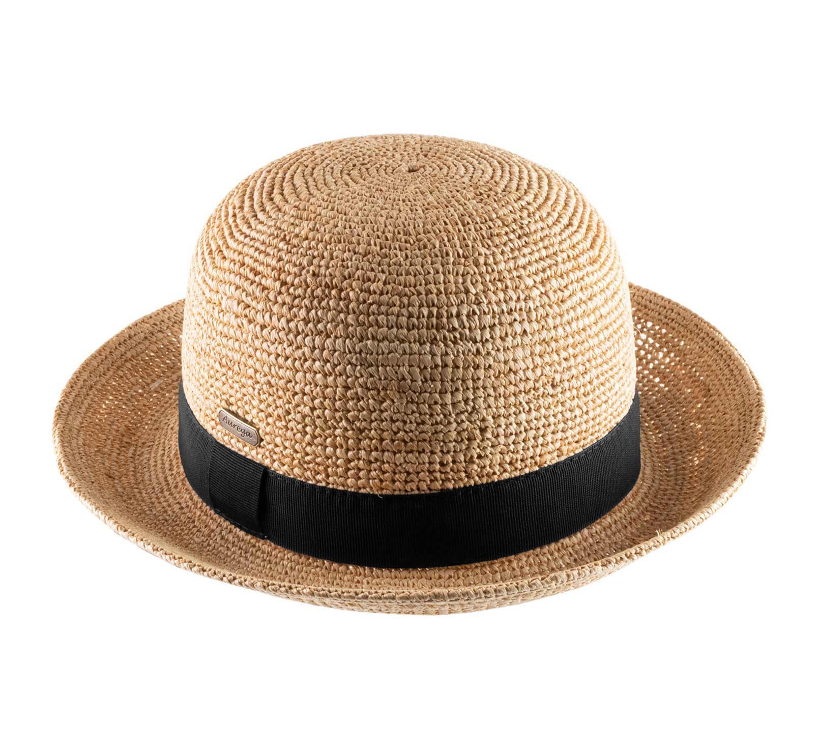 Chapeau Melon Paille Pliable, Femme Camille Raphia Fino
