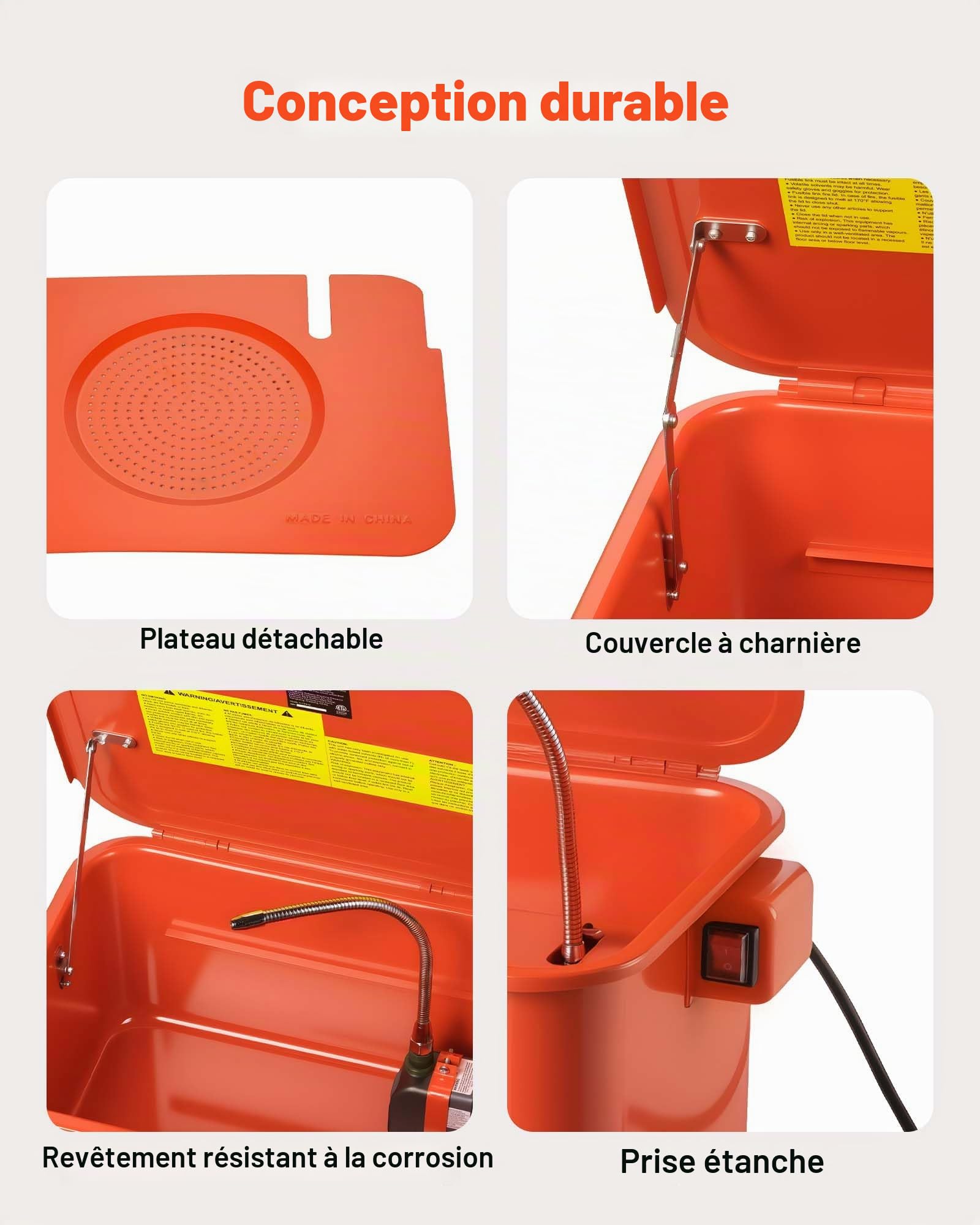 VEVOR Fontaine de Nettoyage, Fontaine de Dégraissage, Cuve de Nettoyage 19 L, Capacité Solvant 13 L, Bac de Lavage pour Pièces Mécaniques Auto Garage Atelier, Nettoyeur Portable avec Pompe Électrique