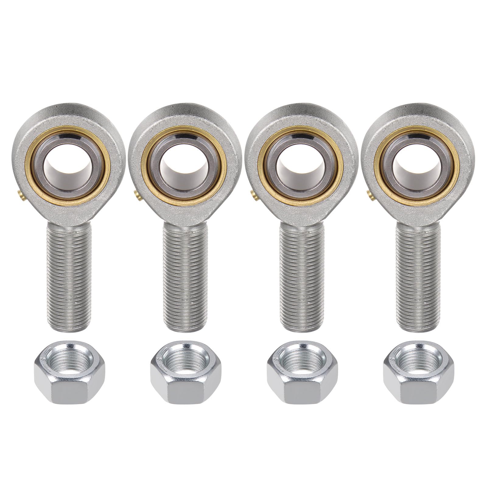 QUARKZMAN 4pcs POSB12 Cojinete de Extremo de Varilla Macho de 3/4 Pulgadas de Diámetro y Rosca Derecha de 3/4-16 Extremos de Varilla con Autolubricación Incluye Tuercas de Bloqueo