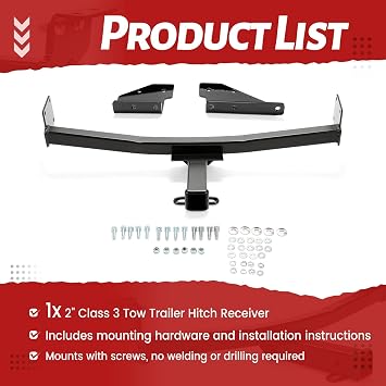 ECOTRIC 2 Class 3 Tow Trailer Hitch Receiver Compatible with 2008-2020 Nissan Rogue Models 2014 2015 Nissan Rogue Select Square Steel Rear Trailer Tow Hitch Receiver Powder Coated Black