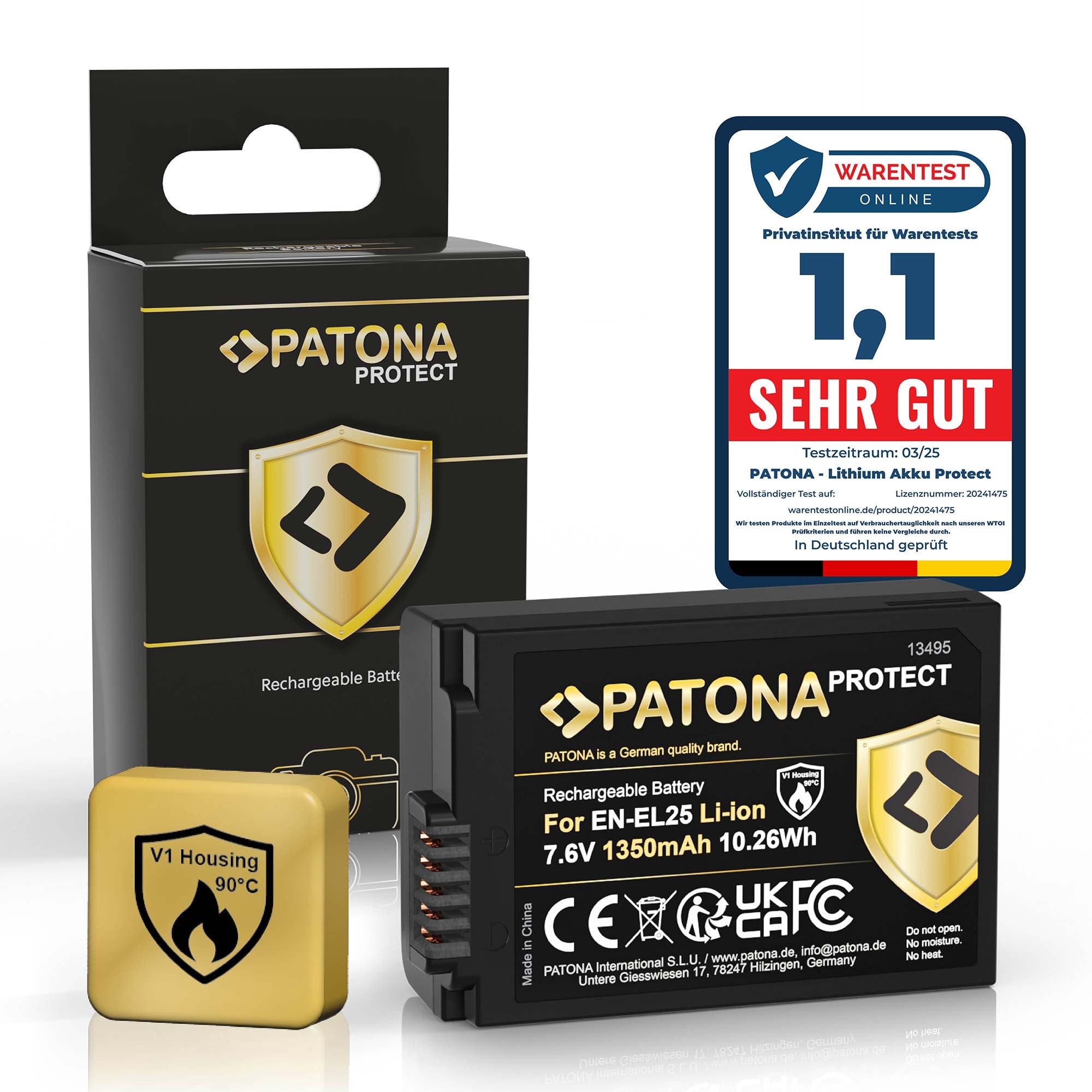 PATONA Protect Batterie pour Nikon EN-EL25 EN-EL25a 1350mAh