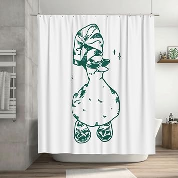 Jakayla Funny Duck Shower Curtain 72x72 Inch Quirky Cartoon Duck Fun Bathroom Decor for Teens, Dorms, or Guest Spaces