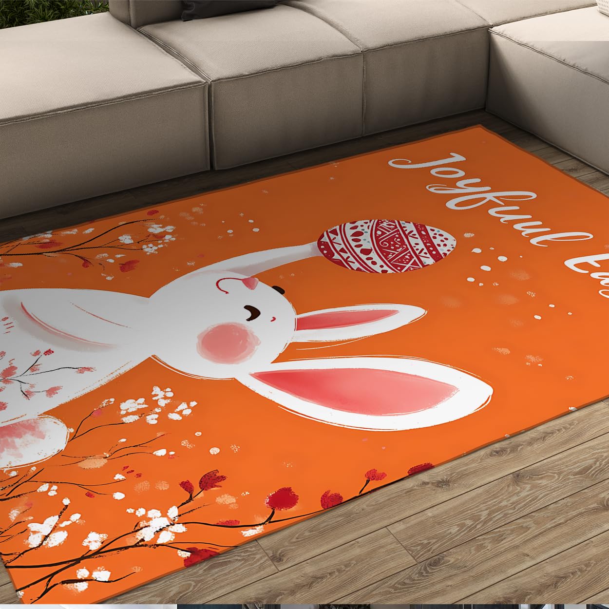 Descente de lit motif lapin mignon tapis de Pâques kawaii floral