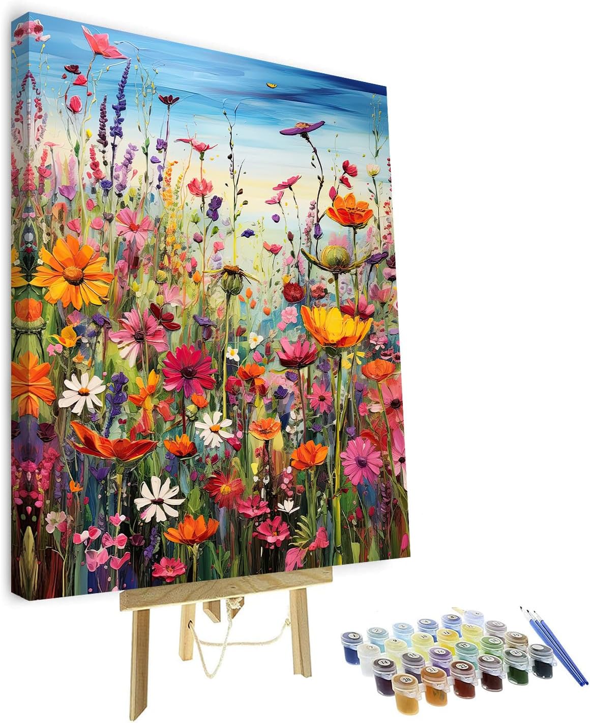 TUMOVODIY Framed Paint by Numbers for Adults Flowers, Adult Paint by Number Kits Wildflower, Oil Painting by Numbers with Brushes Blooming Plant, Art Crafts for Home 16"x20"