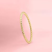 Vista 2 de Melanie Golden Jewelry Braided Rope Stacking Ring Elegant Twist 1mm Skinny Stackable Stack Ring Band in Silver, Gold, or Rose Gold Comfort Fit
