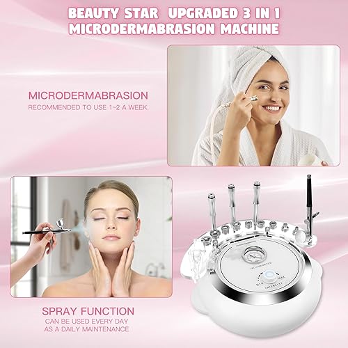 Miniatura 7 de Máquina de microdermoabrasión 3 en 1 actualizada, máquina profesional de succión de succión al vacío de 65-68 cmhg para uso doméstico, equipo de