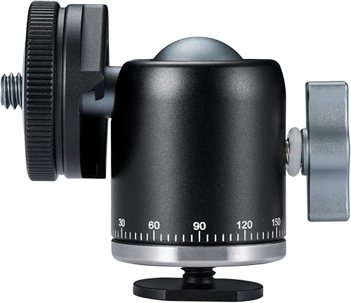 Miniatura 2 de Cabezal de bola de trípode para cámara con adaptador de montaje de zapata de 1/4 pulgadas, cabezal de bola panorámico profesional de metal