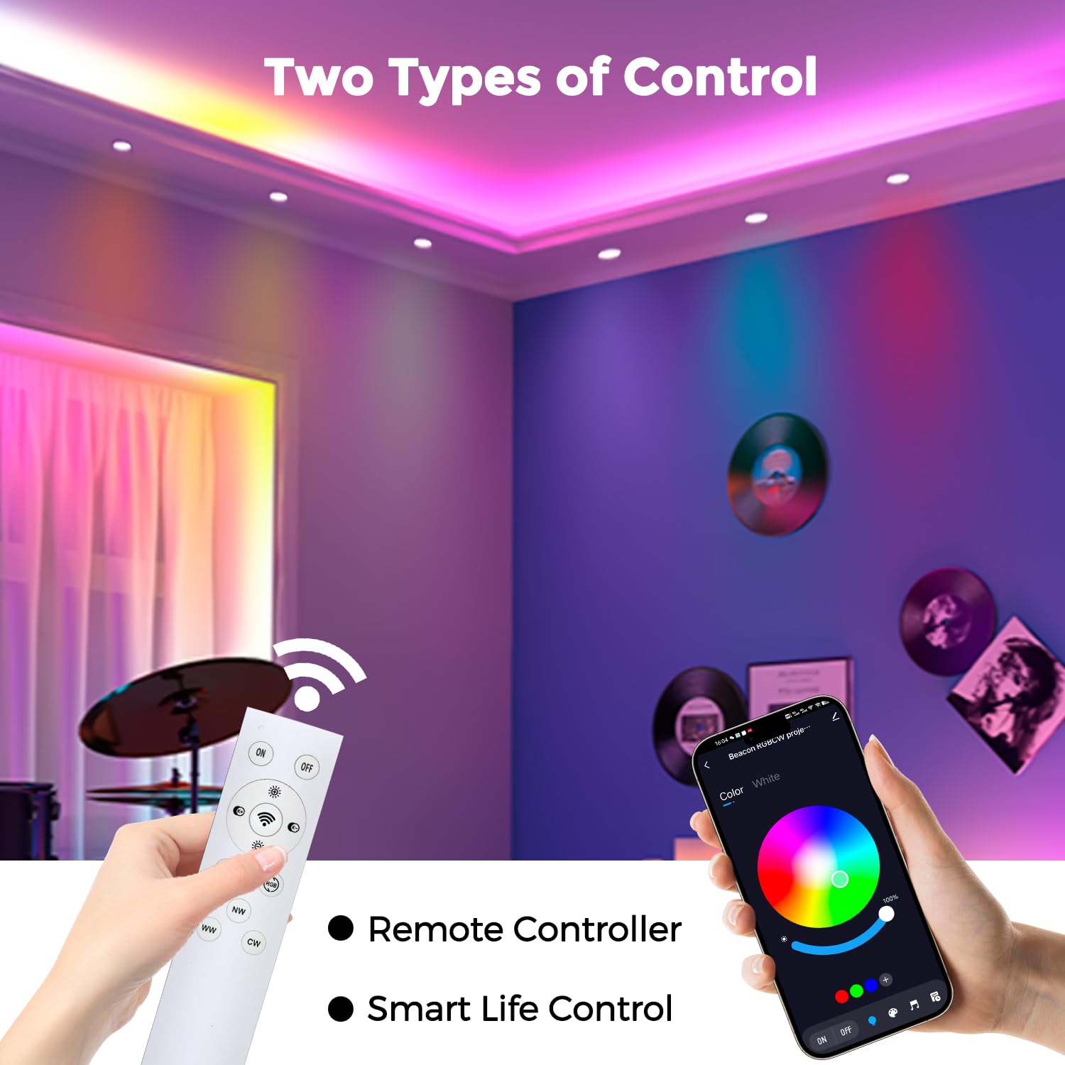 6x faretti da incasso a LED RGBW dimmerable 10W, faretto da soffitto LED Bluetooth APP cambio colore RGB+bianco caldo+bianco freddo, faretti LED rotondo da 230V per soggiorno, camera da letto