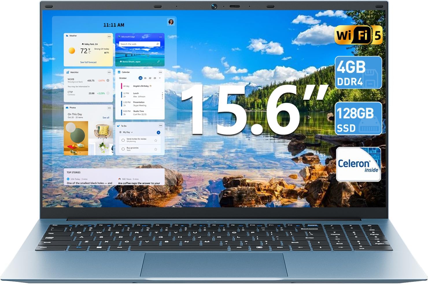 SGIN 15.6 Inch Laptop with Celeron N4000 Processor, 4GB RAM 128GB
