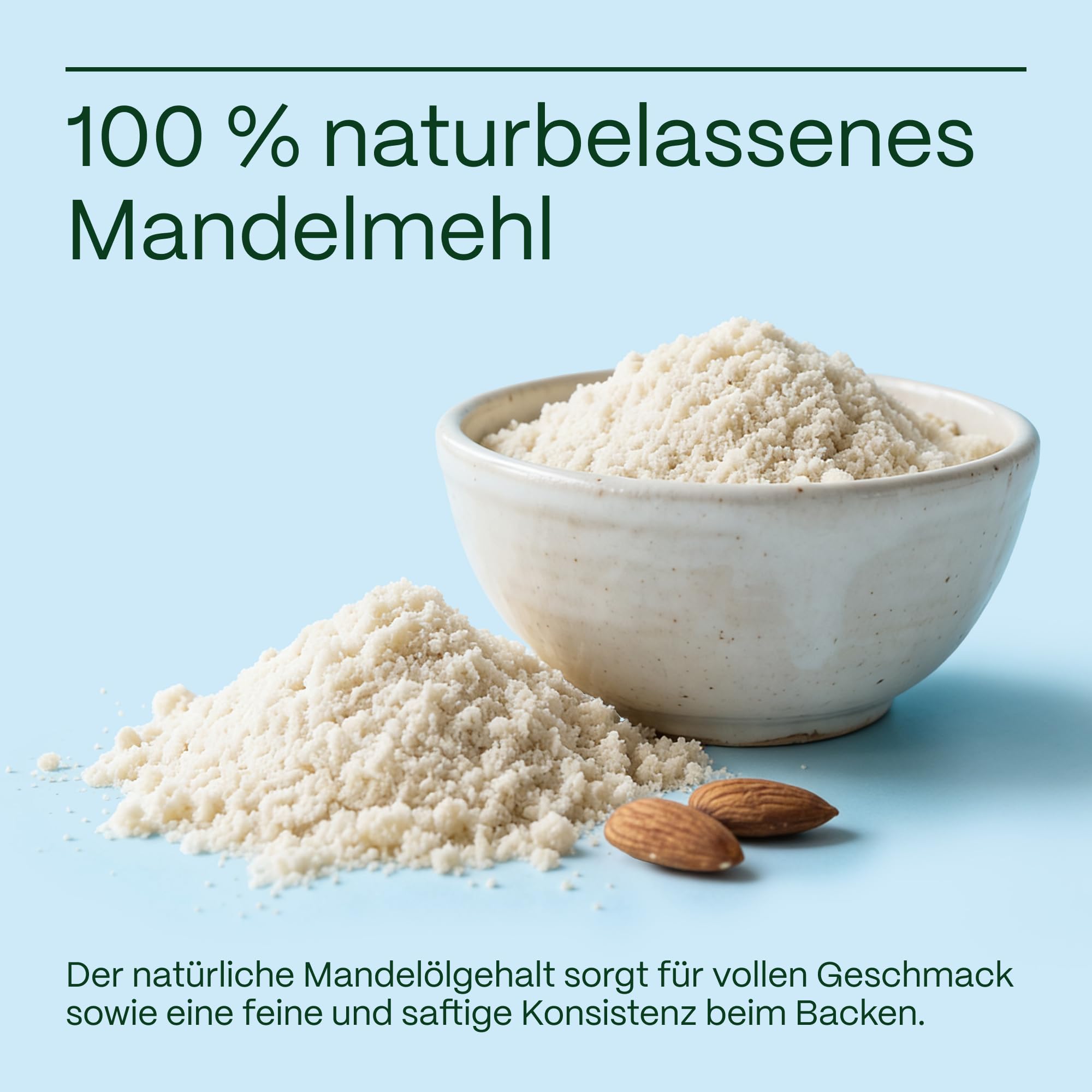 GREAT VITA Mandelmehl Blanchiert 1kg - Fein Gemahlene Mandeln, Nicht Entölt - Glutenfreies Low Carb Mehl zum Backen, Panieren & für Macarons | Vegan, Proteinreich, Naturbelassen