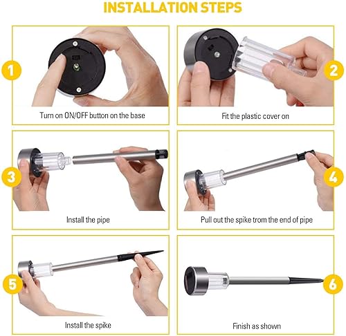 Miniatura 5 de Luces solares para exteriores, Halloween, SUNNEST paquete de 12 luces solares de acero inoxidable para exteriores, impermeables, iluminación LED de
