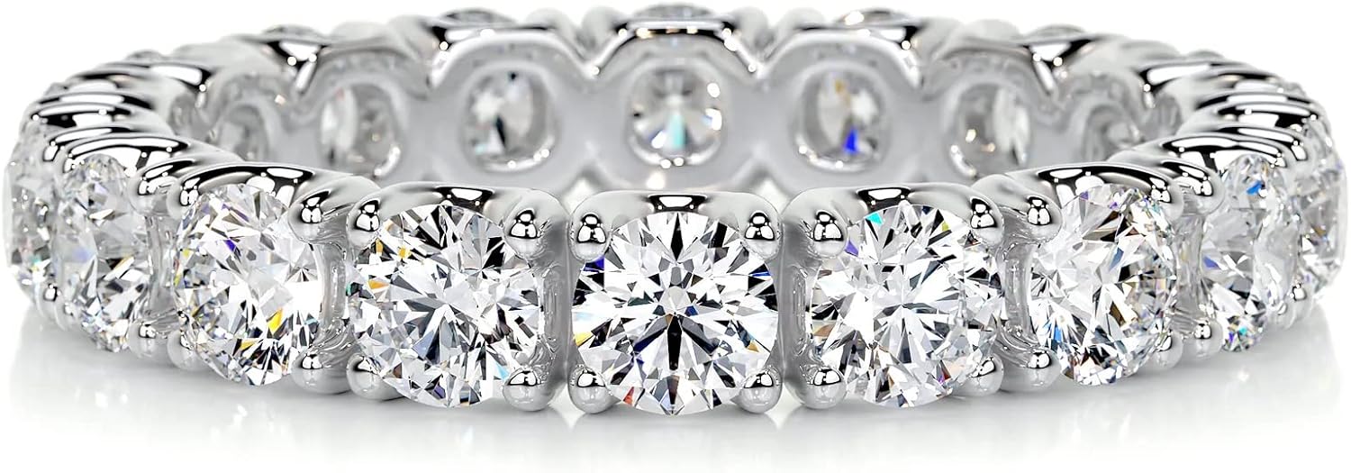 925 Sterling Silver Moissanite Wedding Band for Women Stackable Eternity Bands for Anniversary Valentine's Day