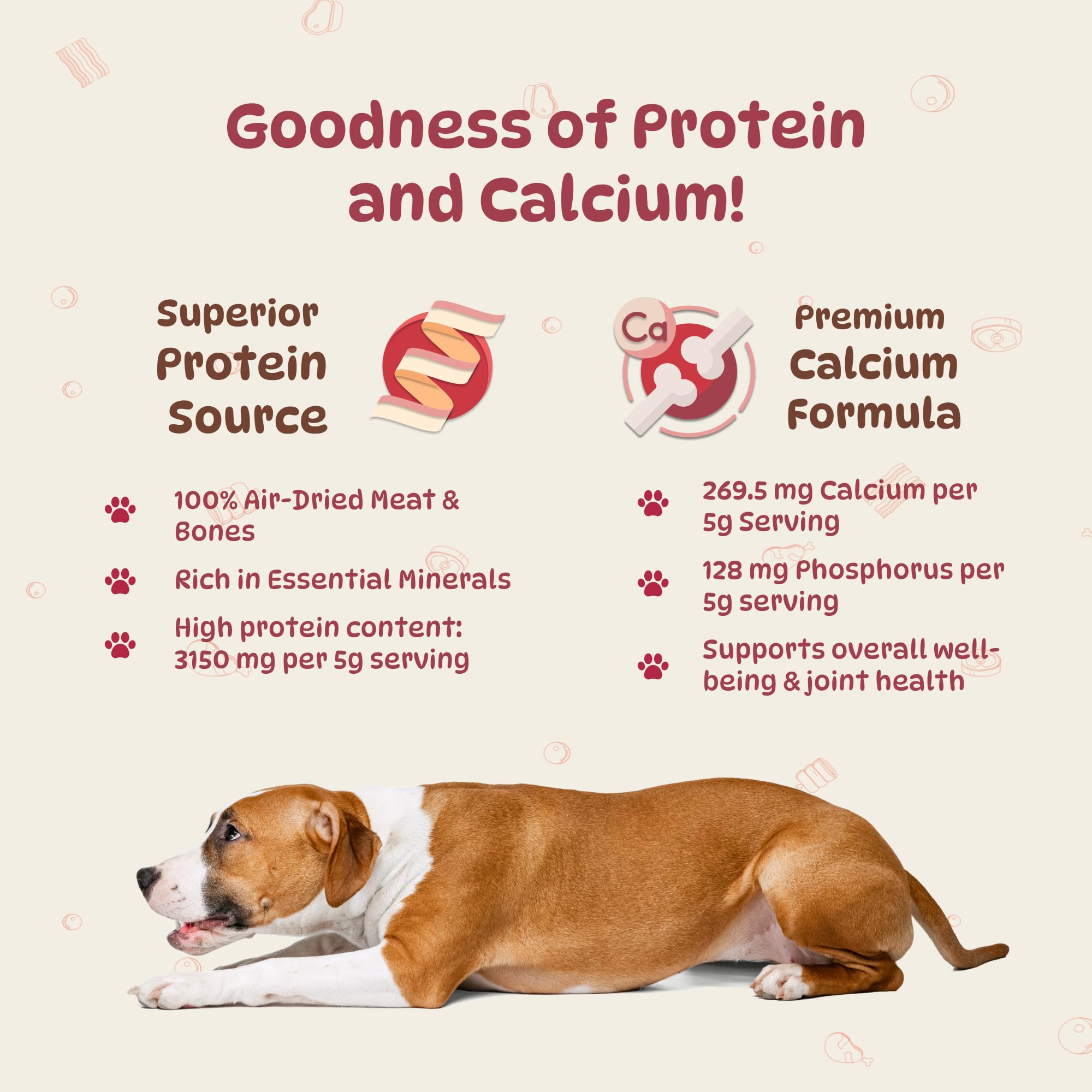 Burpy Tales Calcium and Protein Supplement for Dogs - Bone Supplement for Adult & Puppy Dogs, Pet Joint Support & Health Essentials, Easy Daily Food Topper, Powder Form, 225gm — Amazon image 2