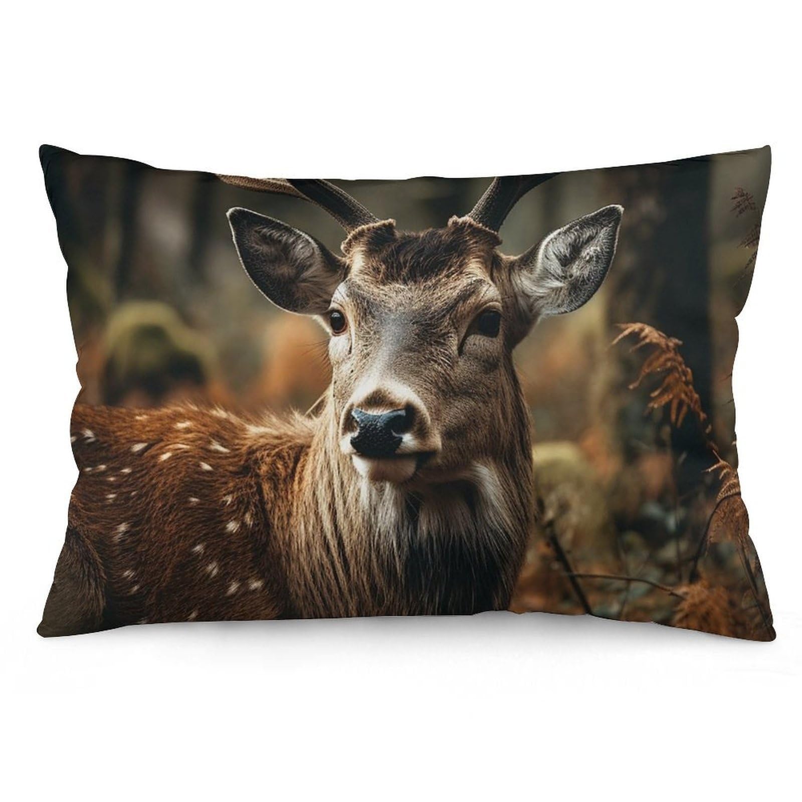 Velvet Pillowcases Standard Size 12 "x20, Ultra Soft Breathable Pillow Cases for Bed, Luxury Cozy Fuzzy Pillow Shams, Lumbar Pillow Cover, Wild Deer Cushion Case Home Decor