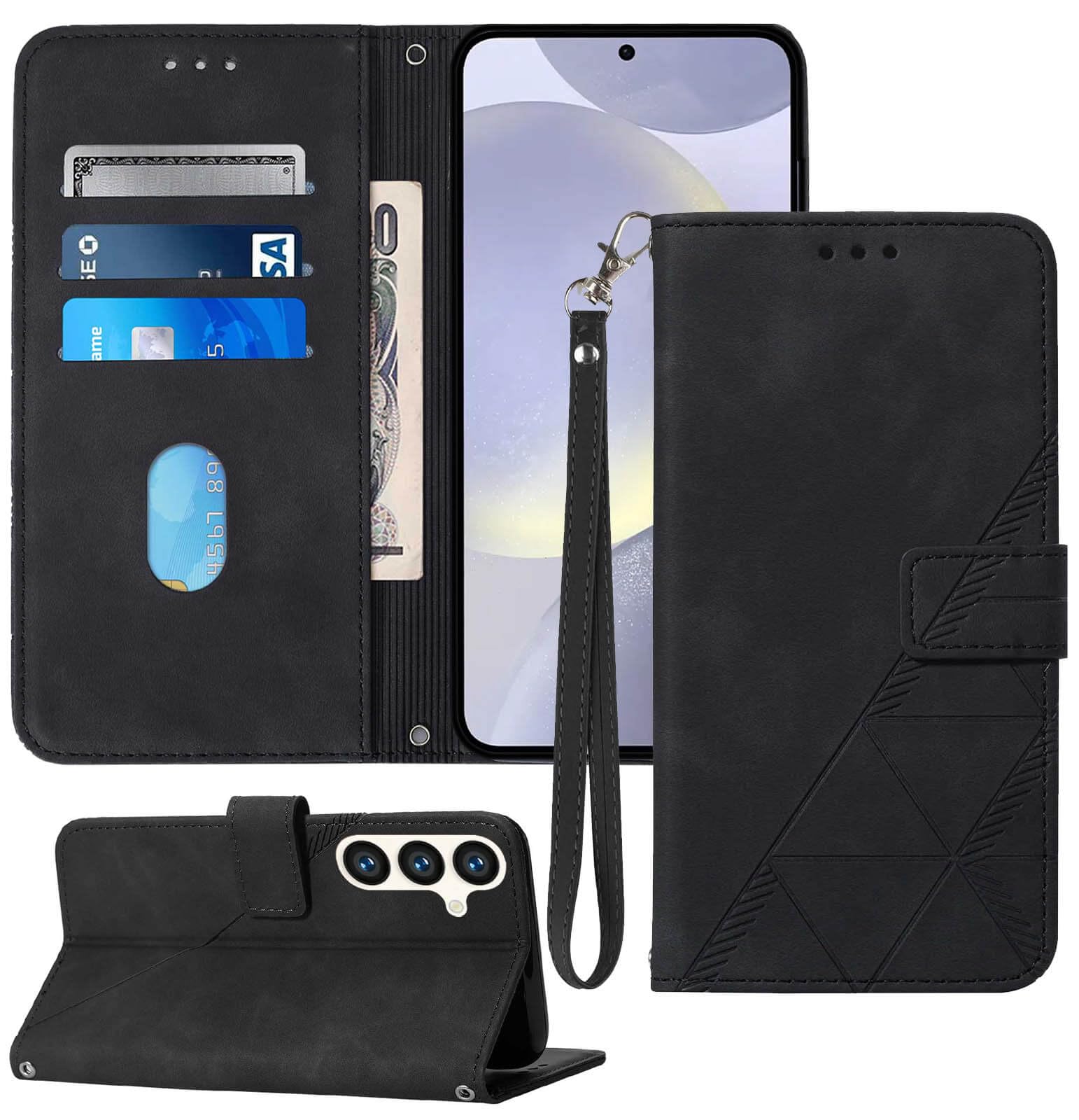 Moment Dextrad for Samsung Galaxy S24 Case Wallet,Card Holder Slots,Wrist Strap,TPU Interior Protective,Stand PU Leather Folio Flip Cases Cover S24 5G
