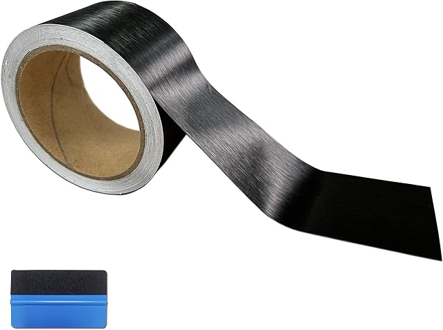 NewL Free Tool Kit Black Brushed Metallic Vinyl Wrap Kit for Black Out Chrome Delete Window Trim Door Trim Door Sill (5cm x 9meters)