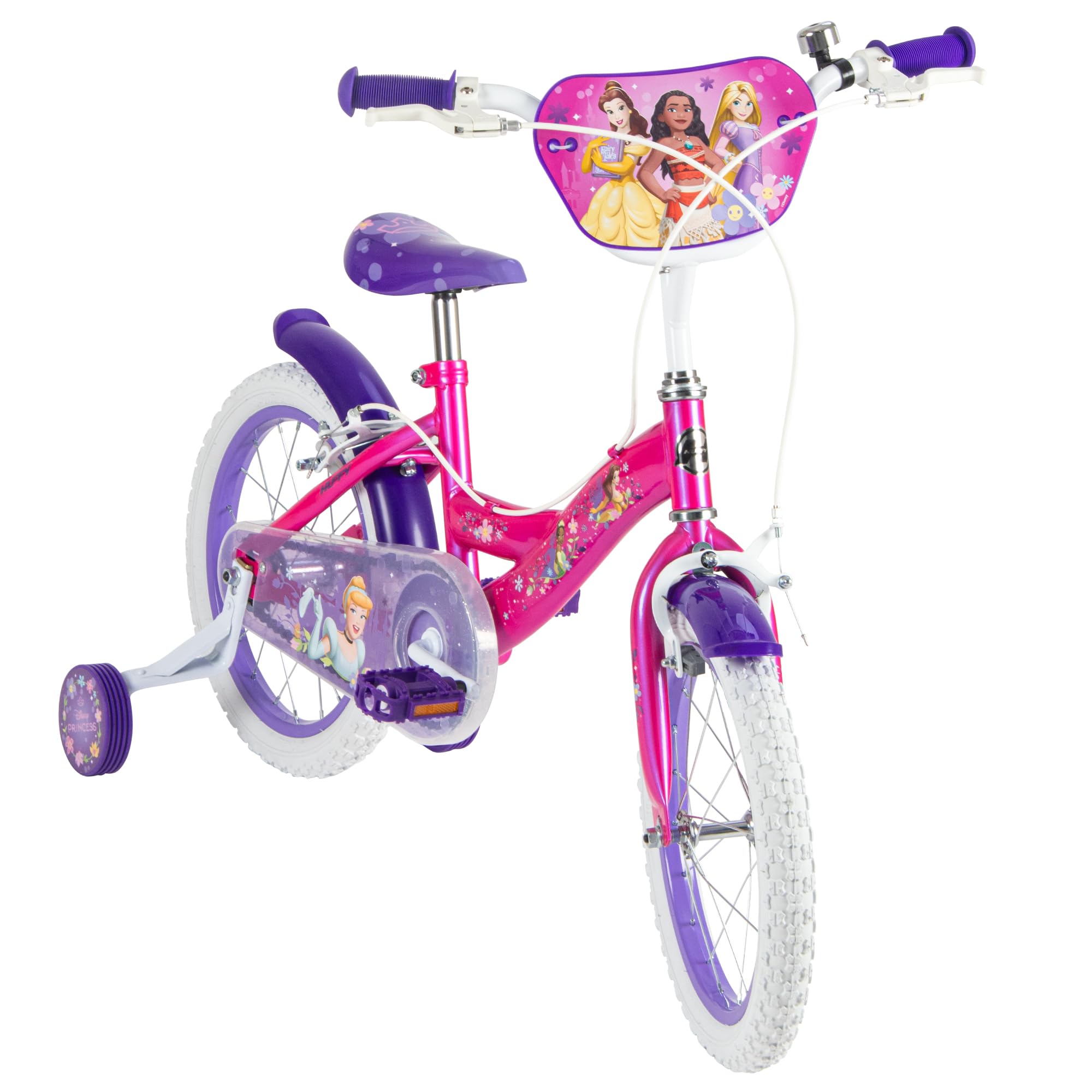 Huffy Disney Princess Bike Bicicleta infantil de 12 pulgadas, 14 pulgadas, 16 pulgadas, edad de 3 a 9 años, frenos de doble deslizamiento, ruedas estabilizadoras extraíbles, asiento ajustable, color