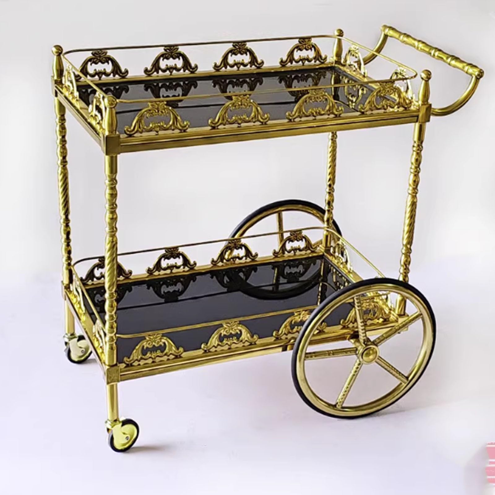 Carrello di Servizio per Vino in Acciaio Inox Portatile in Stile Europeo, Carrello per la Consegna di Cibo per Hotel, ristoranti, Hot Pot, Carrello di Servizio Commerciale Resistente con ruo