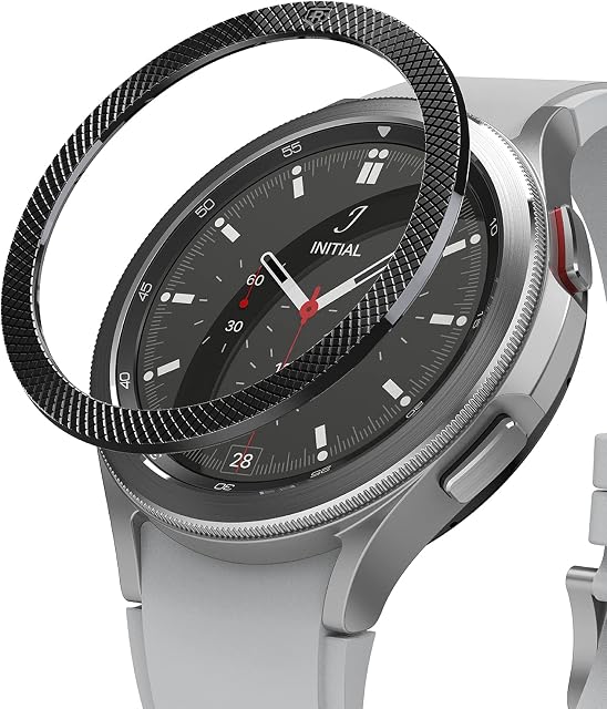 Ringke Bezel Styling Compatible with Samsung Galaxy Watch 4 Classic 46mm Adhesive Frame Ring Cover Anti Scratch [Stainless Steel] Protection for Galaxy Watch4 Classic 46mm - Black [46-41]