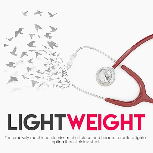 Miniatura 129 de MDF Acoustica MDF747XP09 Estetoscopio ligero para médicos, enfermeras, estudiantes, uso en el hogar, adulto, doble campana, tubo color verde oscuro