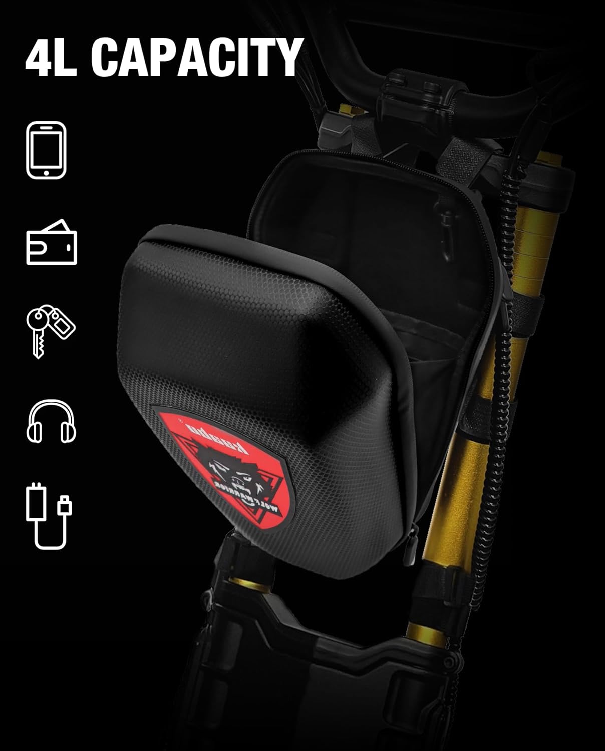 stio Waterproof Storage Bag Compatible with Kaabo Wolf King GT Pro Wolf Warrior Kick Scooter Multi-Purpose Front Hanging Bag Handlebar Portable Bag for Double Pole Scooter Original Accessories
