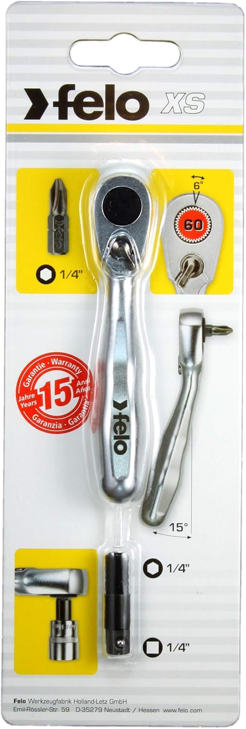 Felo - 057 635 01 0715761569 Mini Ratchet with Adaptor, 1/4"