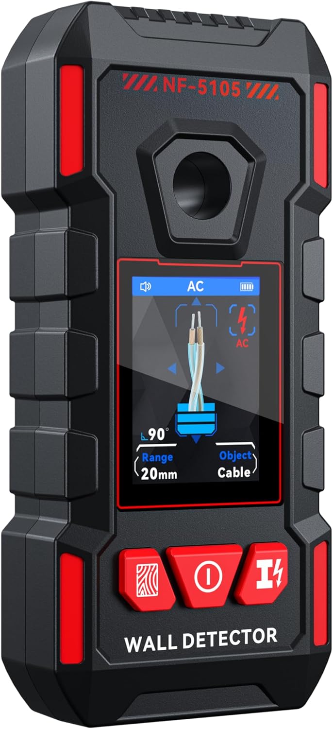 NOYAFA Stud Finder Wall Scanner - 6 in 1 Rechargeable Electronic Wall Detector with HD LCD Display and Audio Alarm,Positioning Hole for Accurate Positioning of Wood,Metal Studs, AC Wires,Joists,Pipes