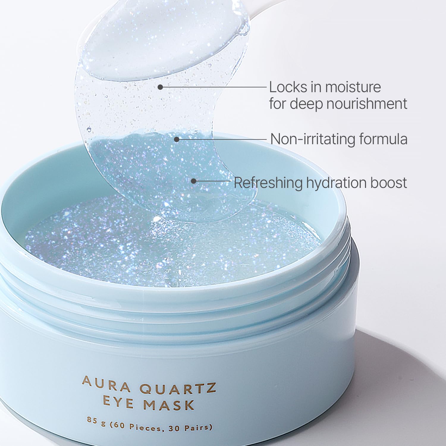 PETITFEE Aura Quartz Hydrogel Eye Mask Blue 60 pcs (30 pairs) - Eye Patch for Dark Circles, Brightens Under Eyes, Glutathione, Ascorbic Acid, Puffy Eye Bags, Cooling, Firms Eye Area, Intense Hydration - Image 8