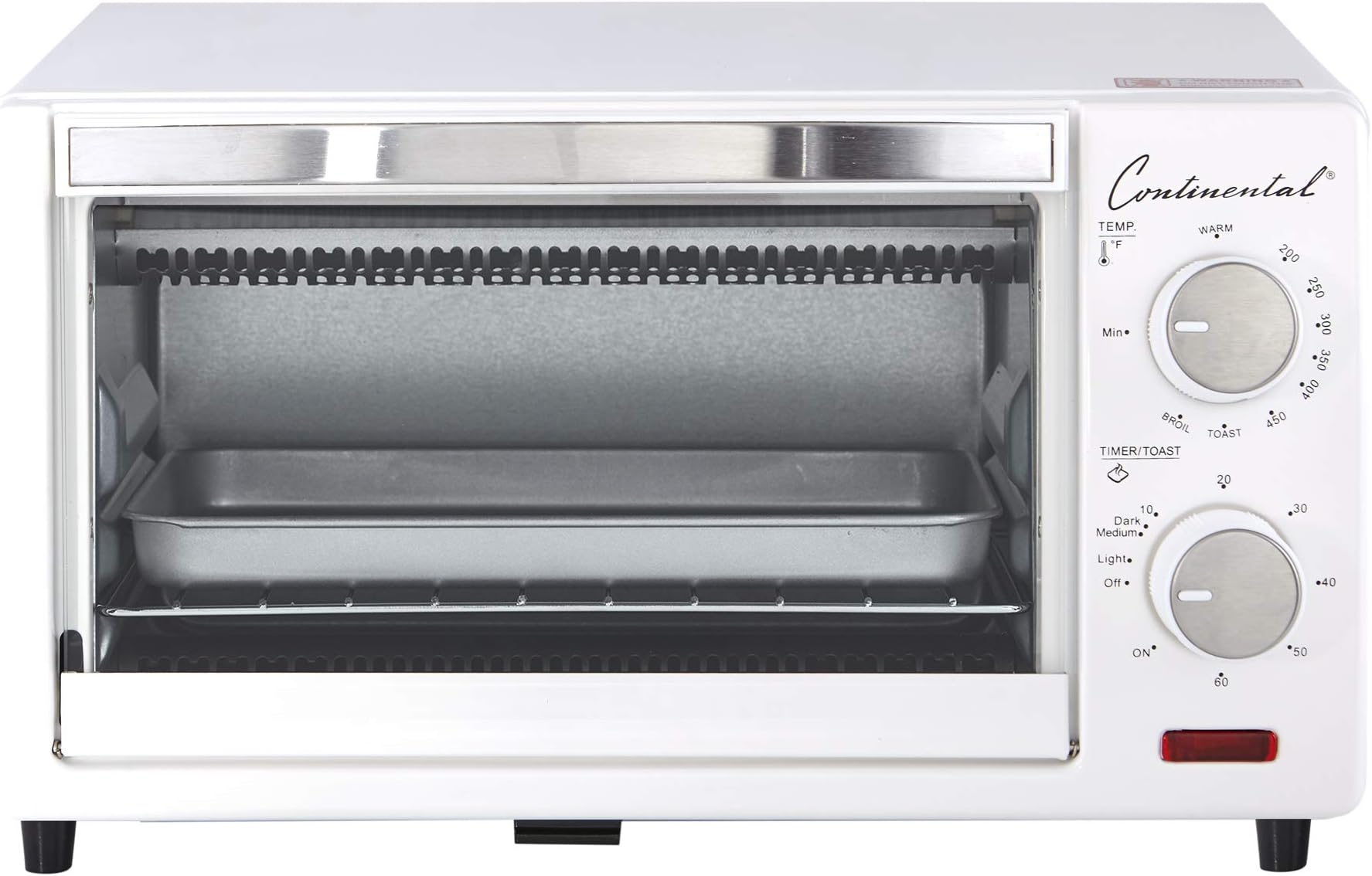 Continental Electric CE-TO101 4-Slice Toaster Oven, Frozen Snack, White