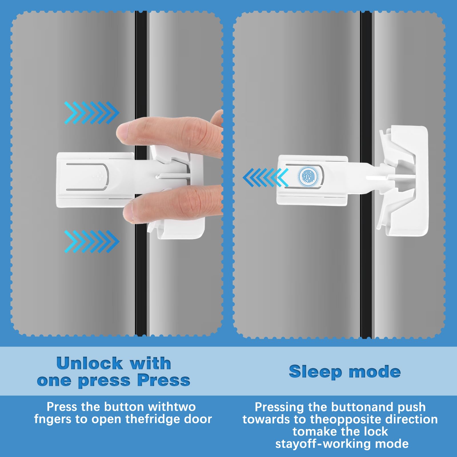 Lot de 2 verrous de réfrigérateur pour enfants et bébés - Sans outils nécessaires - Installation facile (blanc + noir)