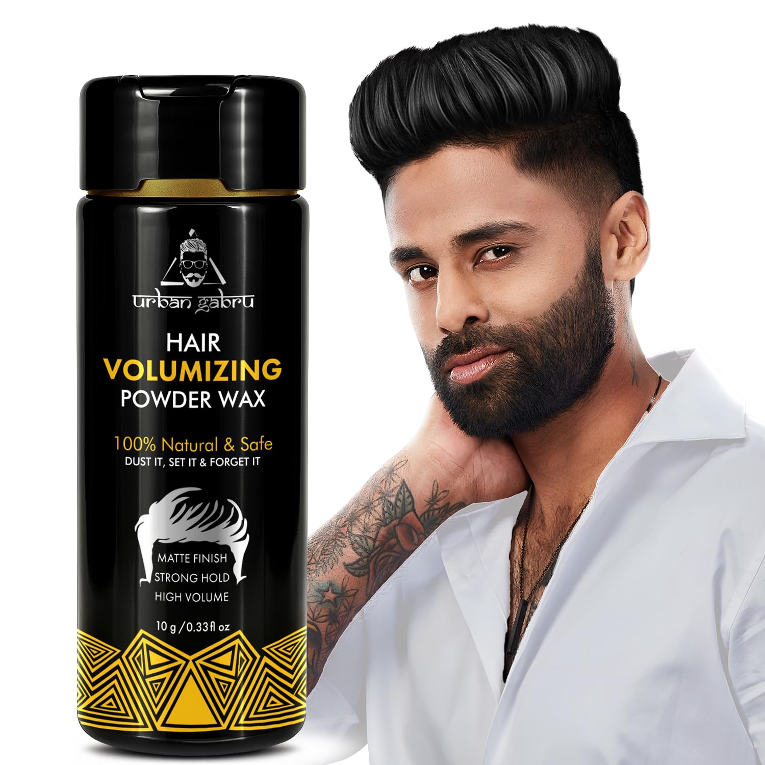 Urbangabru Hair Volumizing Powder Wax for Men - 10 Gram | Matte Finish | 24 hrs Strong Hold | 100% Natural & Safe Hair Styling Powder | Paraben & Sulphate Free