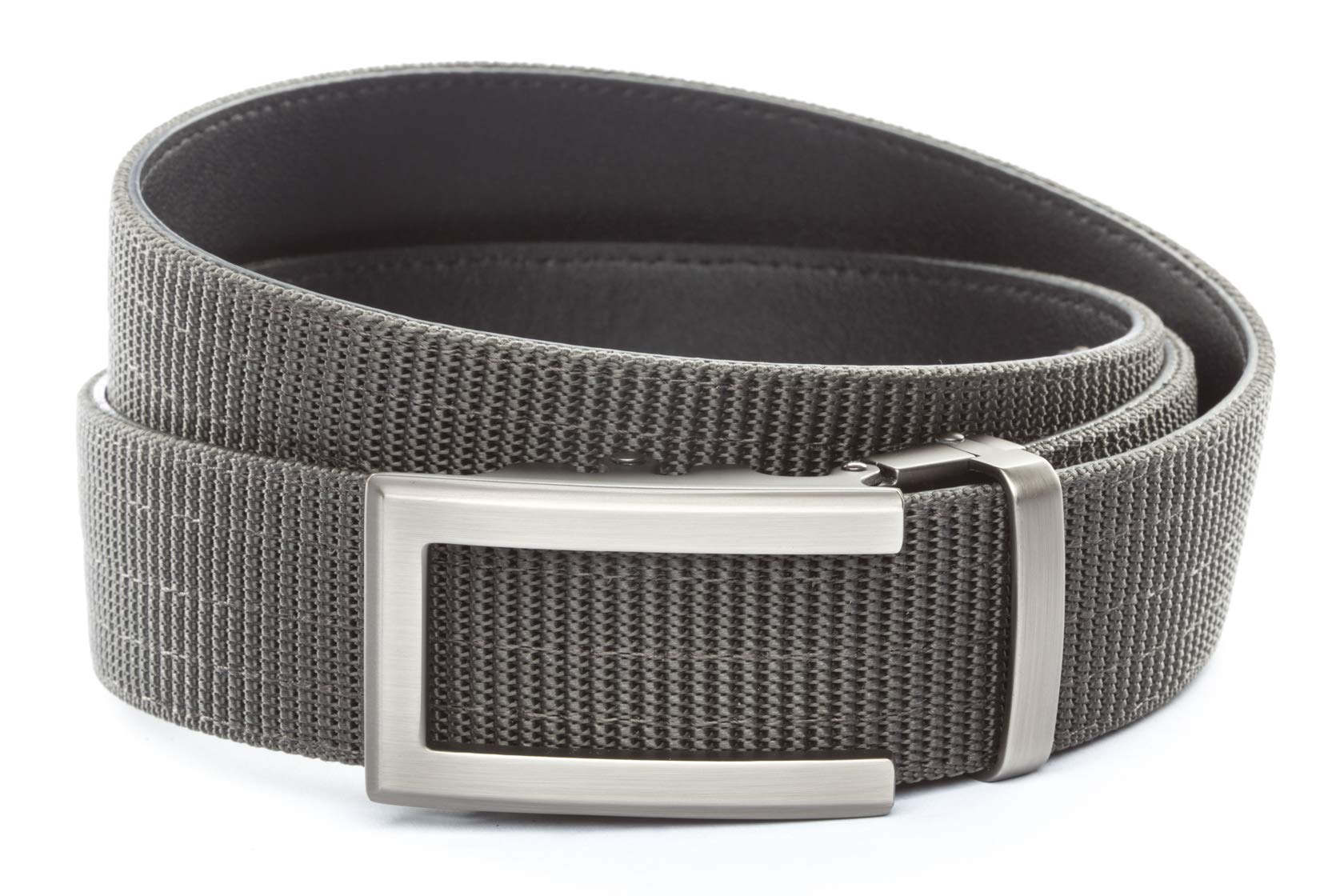 Anson Belt & BuckleMen's 1.5" Traditional Gunmetal Buckle with Concealed Carry Ratchet Belt Strap - Grey - Trim to Fit: Up to 50" Waist