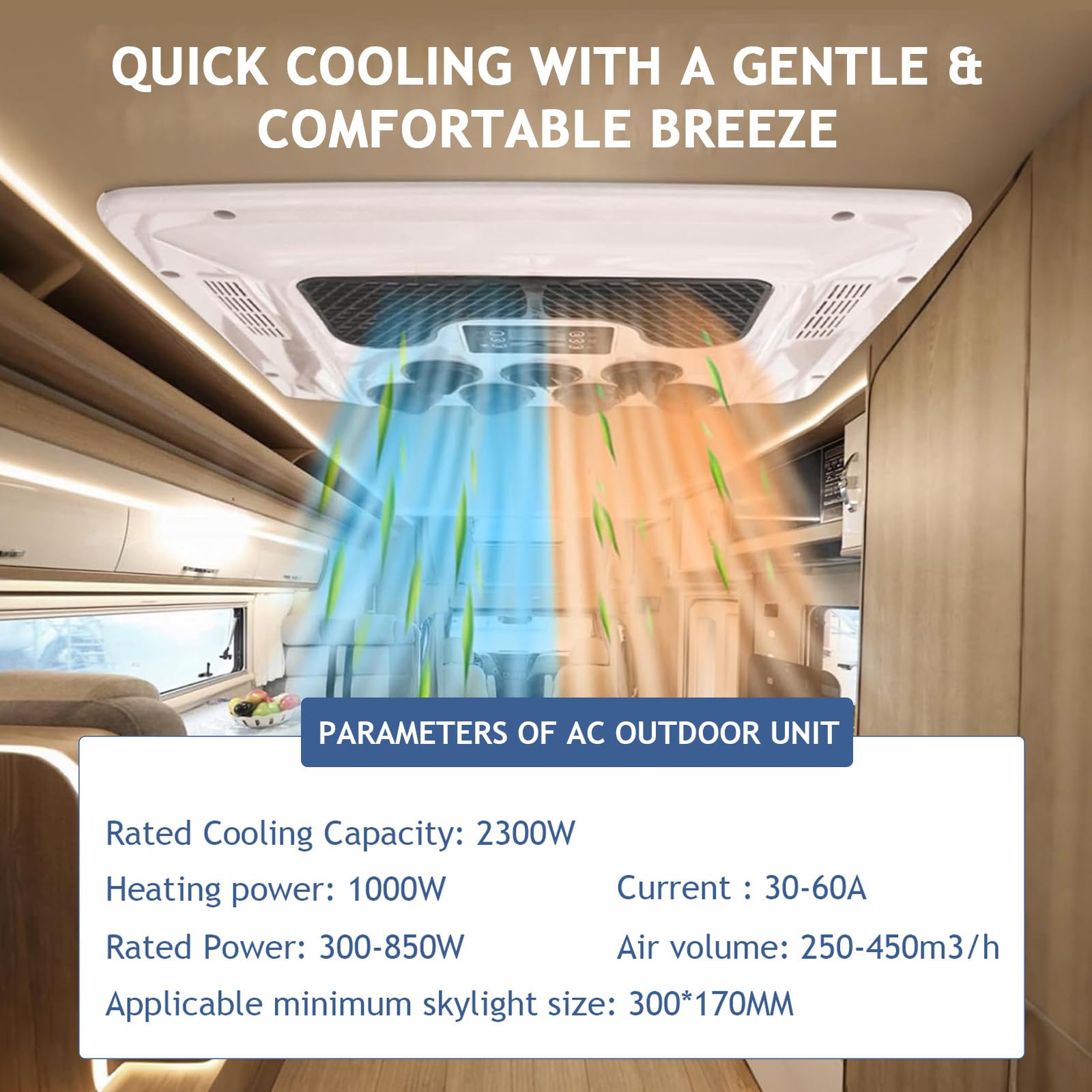 Aire Acondicionado en la azotea para vehículos recreativos con calefacción de 12V/24V/48V/220V/115V, Aire Acondicionado para Autocaravana, caravanas, Camiones, Tractores,24V