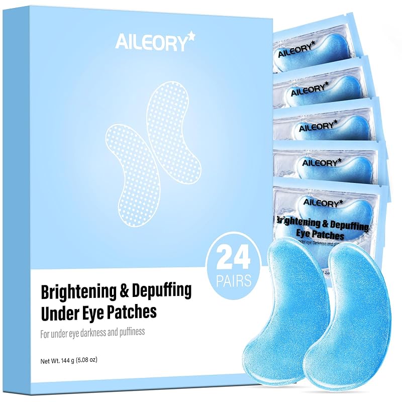 Máscaras de hidrogel para a região dos olhos AILEORY com cafeína, niacinamida e ácido tranexâmico, 24 pares