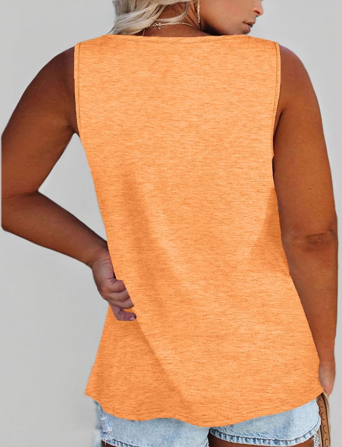 Womens Plus Size Tank Tops Summer Sleeveless Henley T-Shirts Tops Casual Button Down Tunics Shirts - Image 3