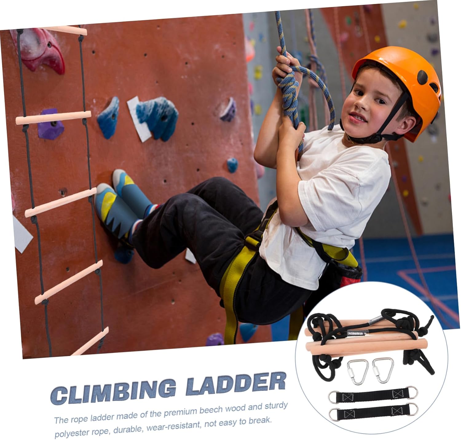 VICASKY Boy Girl Wooden Climbing Rope Ladder Outdoor Playground Toy for Boys and Girls and Safe Hanging Ladder for Backyard Fun Promotes Dexterity and Active Play